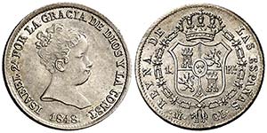 1848. Isabel II. Madrid. CL. 1 real. (Cal. ... 