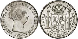 1854. Isabel II. Madrid. 10 reales. (Cal. ... 