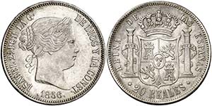 1856. Isabel II. Madrid. 20 reales. (Cal. ... 