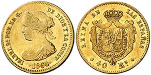 1864. Isabel II. Madrid. 40 reales. (Cal. ... 
