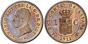 1911*1. Alfonso XIII. PCV. 1 céntimo. (Cal. ... 