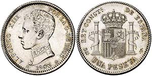 1903*1903. Alfonso XIII. SMV. 1 peseta. ... 