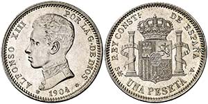 1904*1904. Alfonso XIII. SMV. 1 peseta. ... 