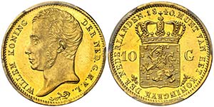 1840. Países Bajos. Guillermo I. 10 gulden. ... 