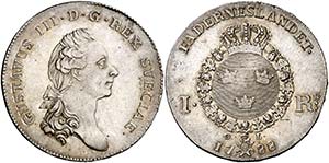 1788. Suecia. Gustavo III. OL. 1 riksdaler. ... 