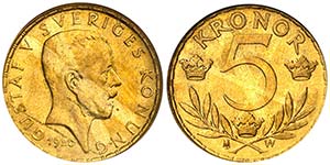 1920. Suecia. Gustavo V. W. 5 coronas. (Fr. ... 