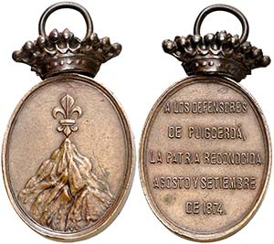 1874. Alfonso XII. Puigcerdà. (Cru.Medalles ... 