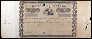 18... (1856). Banco de Málaga. 500 reales ... 