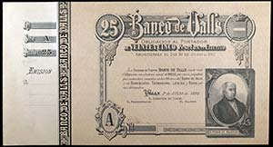 1892. Banco de Valls. 25 pesetas. (Ruiz y ... 