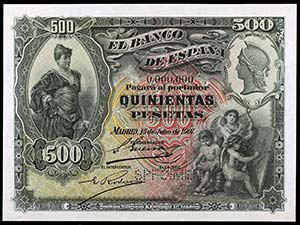 1907. 500 pesetas. (Ed. B105m) (Ed. 321M). ... 