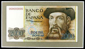 1992. 2000 pesetas. 1 de enero, Magallanes. ... 