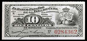 1897. Banco Español de la Isla de Cuba. 10 ... 