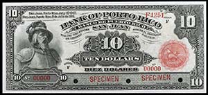 1909. Banco de Puerto Rico. 10 dólares. ... 