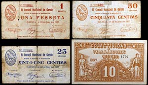 Garcia. 25, 50 céntimos, 1 y 10 pesetas. ... 