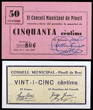 Pinell. 25 y 50 céntimos. (T. 2119 y 2124). ... 