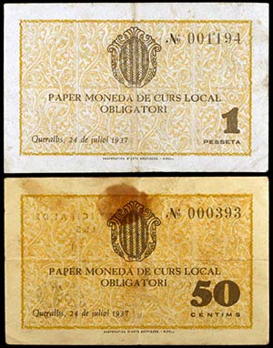 Queralbs. 50 céntimos y 1 peseta. (T. 2364 ... 