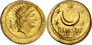 (42 a.C.). Gens Claudia. Áureo. (Spink 14 ... 