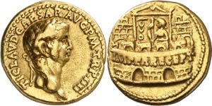 (44-45 d.C.). Claudio. Áureo. (Spink 1832) ... 
