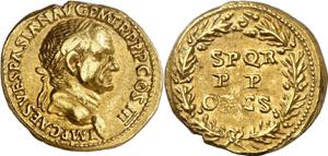 (71 d.C.). Vespasiano. Áureo. (Spink 2243) ... 