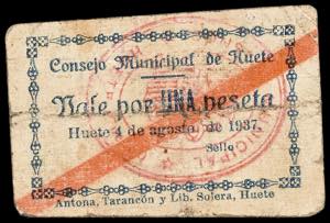 Huete (Cuenca). Consejo Municipal. 1 peseta. ... 