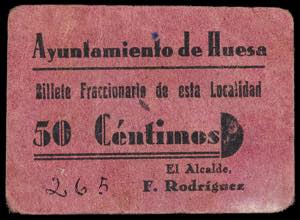Huesa (Jaén). Ayuntamiento. 50 céntimos. ... 