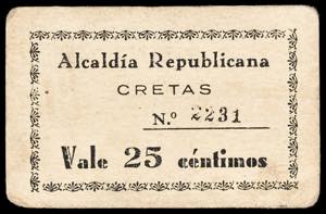 Cretas (Teruel). Alcaldía Republicana. 25 ... 