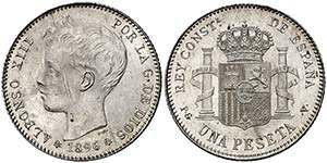 1896*1896. Alfonso XIII. 1 peseta. (Cal. ... 
