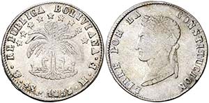 1853. Bolivia. PTS (Potosí). MF. 4 soles. ... 