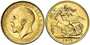 1911. Canadá. Jorge V. C. 1 libra. (Fr. 2) ... 