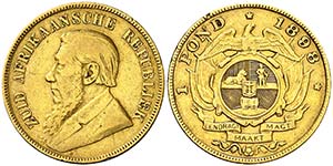 1898. Sudáfrica. 1 pond. (Fr. 2) (Kr. ... 