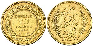 AH 1308 (1891). Túnez. A (París). 20 ... 