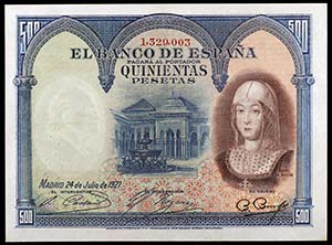 1927. 500 pesetas. (Ed. 327) (Ed. B111). 24 ... 