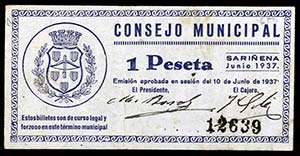 Sariñena (Huesca). 50 céntimos y 1 peseta. ... 