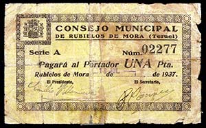 Rubielos de Mora (Teruel). 1 peseta. (KG. ... 