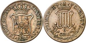 1838. Isabel II. Barcelona. 6 cuartos. (AC. ... 