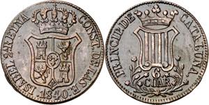 1840. Isabel II. Barcelona. 6 cuartos. (AC. ... 