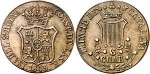1843. Isabel II. Barcelona. 6 cuartos. (AC. ... 