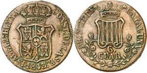 1843. Isabel II. Barcelona. 6 cuartos. (AC. ... 