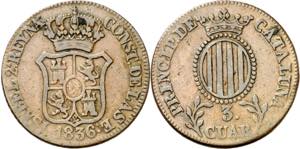 1836. Isabel II. Barcelona. 3 cuartos. (AC. ... 