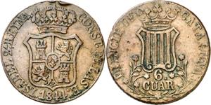 1844. Isabel II. Barcelona. 6 cuartos. (AC. ... 