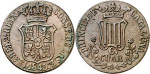 1845. Isabel II. Barcelona. 6 cuartos. (AC. ... 