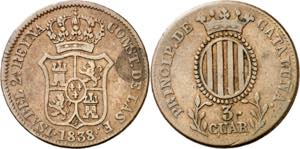 1838. Isabel II. Barcelona. 3 cuartos. (AC. ... 