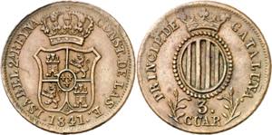1841. Isabel II. Barcelona. 3 cuartos. (AC. ... 
