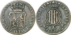 1844. Isabel II. Barcelona. 3 cuartos. (AC. ... 