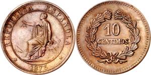 1873. I República. Barcelona. 10 céntimos. ... 