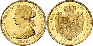 1868*1873. I República. 10 escudos. (AC. ... 