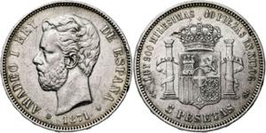 1871*1871. Amadeo I. SDM. 5 pesetas. (AC. ... 