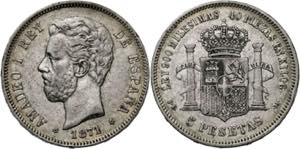 1871*1875. Amadeo I. DEM. 5 pesetas. (AC. ... 