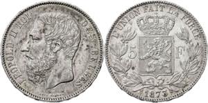 Bélgica. 1873. Leopoldo II. 5 francos. (KM. ... 