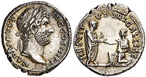 (136 d.C.). Adriano. Denario. (Spink 3534 ... 